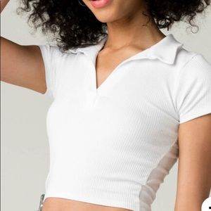 White Collared Cropped Shirt